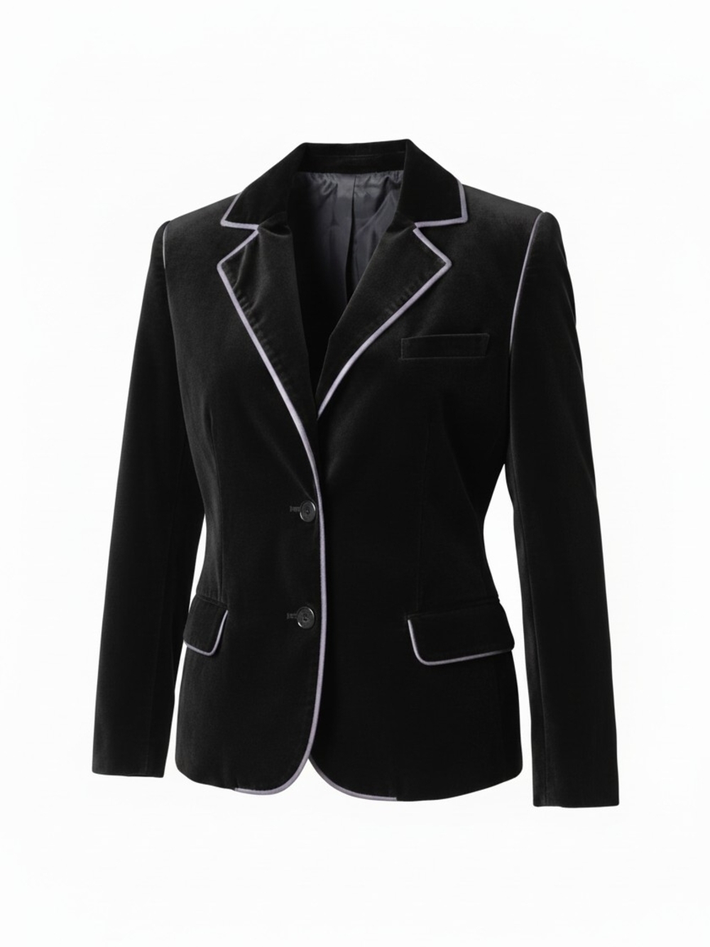 Vintage 1970s Greek Made Black Velvet Blazer with Contrast Piping